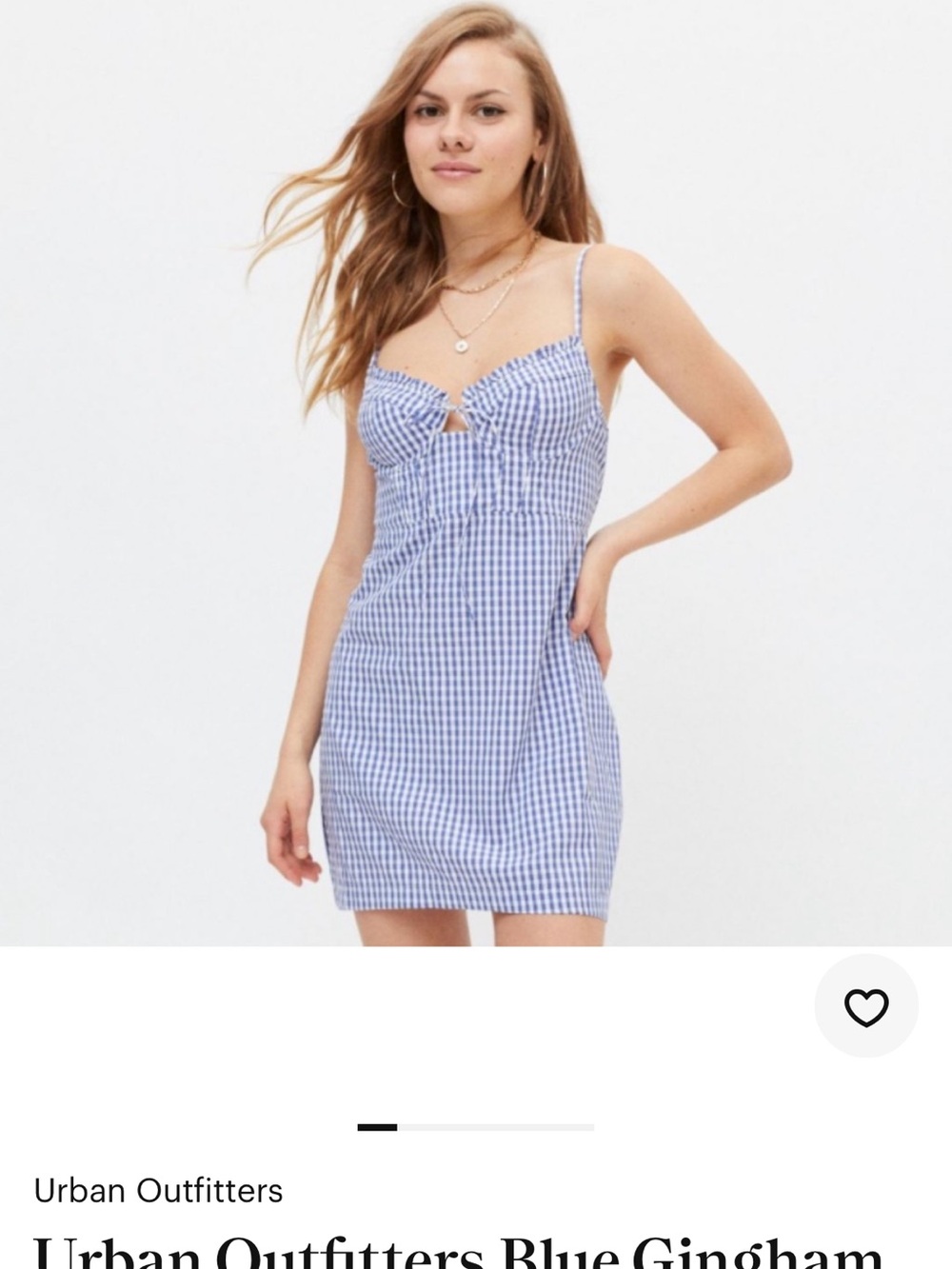 Urban Outfitters Light Blue Gingham Tie-Front Mini Dress